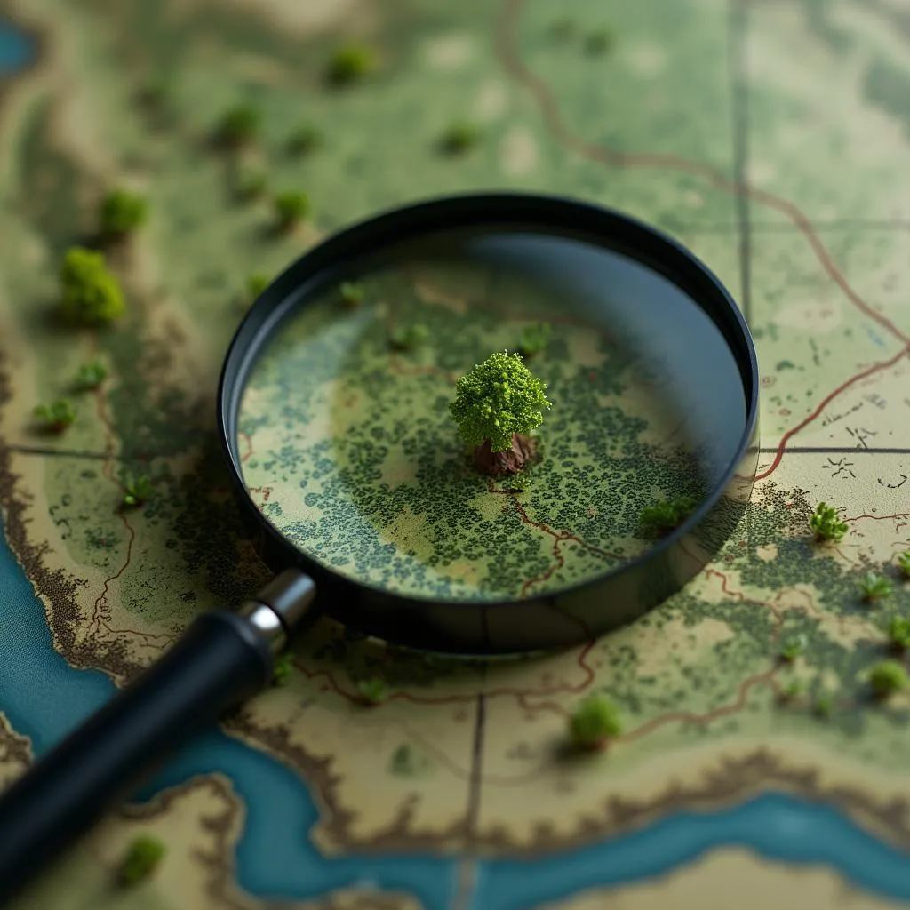 Mapa pozemků s lupou